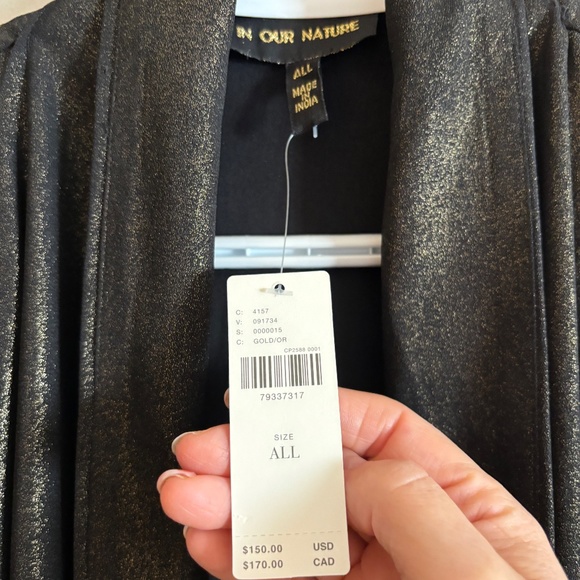 Anthropologie "In Our Nature" Black with gold thread kimono, One Size. Brand New - Picture 2 of 5